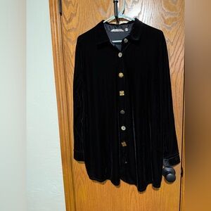 Soft Surroundings Velvet Danielle Button Down Long Sleeve Tunic